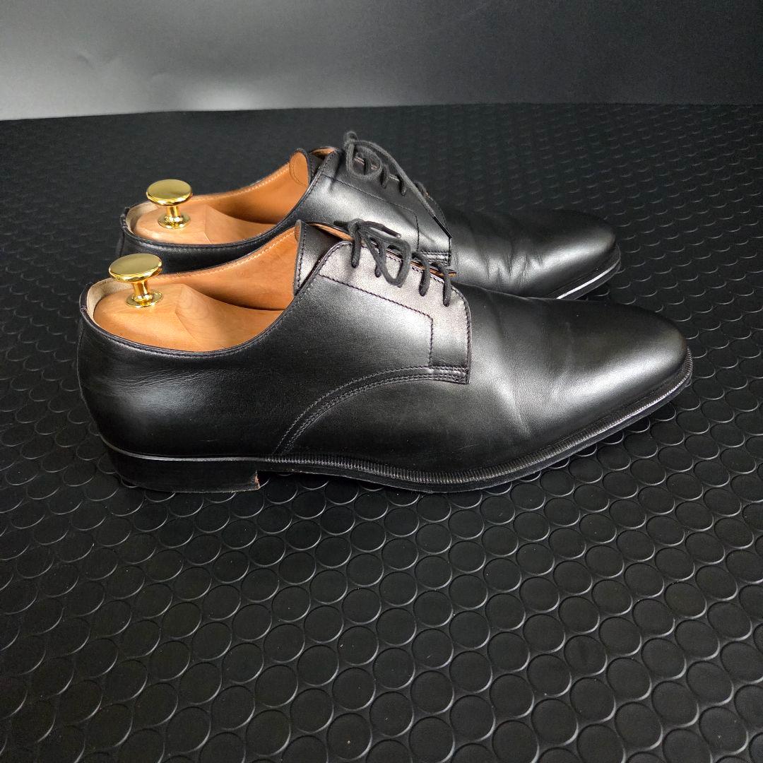 HERMES　ブラックレザー ドレスシューズ　プレーンツゥ 27㎝　箱