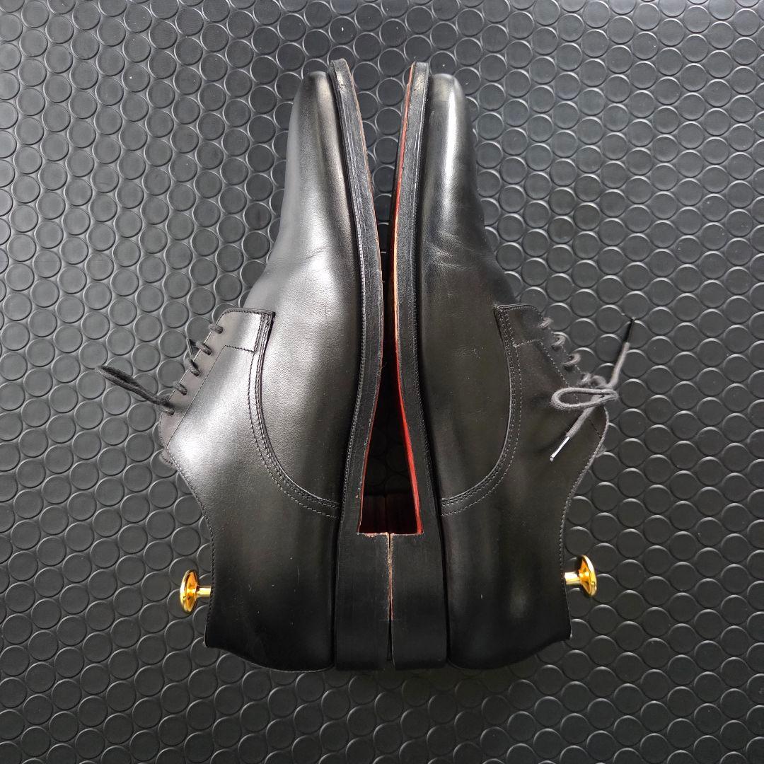 HERMES　ブラックレザー ドレスシューズ　プレーンツゥ 27㎝　箱