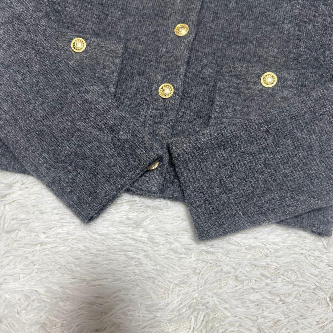 美品 anuans カシミヤブレンドノーカラーニットジャケット 定価2.2