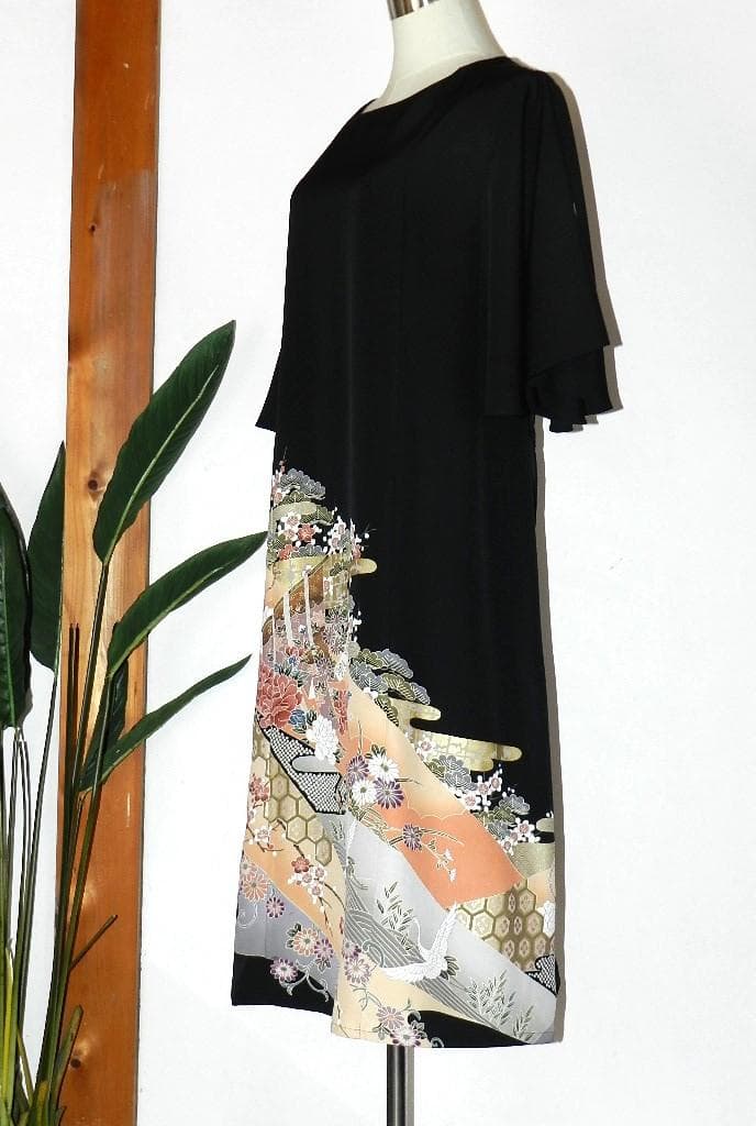 nagare！留袖　ワンピース　ドレス　フレアー袖　手書き友禅染　474