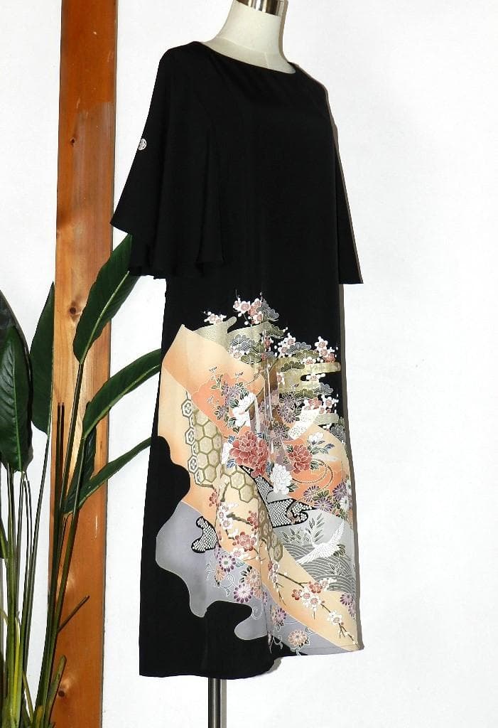 nagare！留袖　ワンピース　ドレス　フレアー袖　手書き友禅染　474