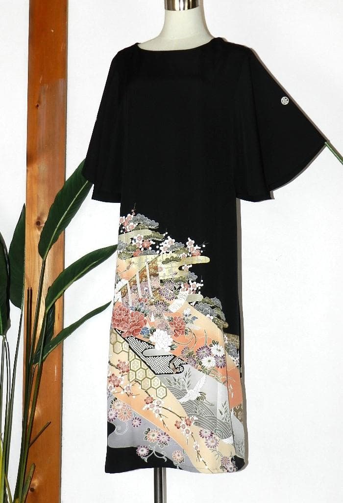 nagare！留袖　ワンピース　ドレス　フレアー袖　手書き友禅染　474
