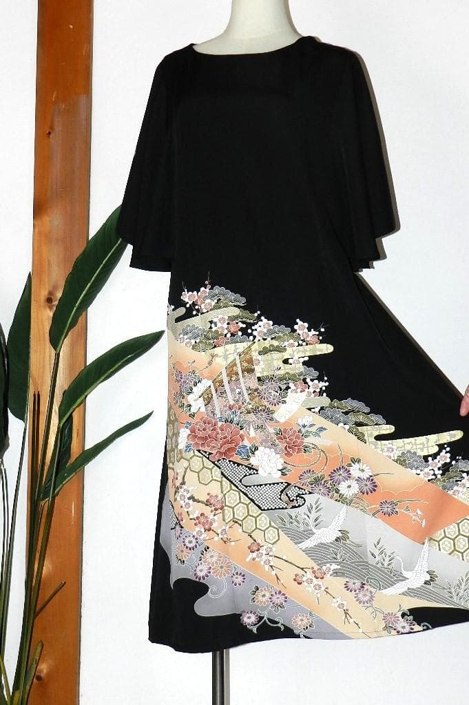 nagare！留袖　ワンピース　ドレス　フレアー袖　手書き友禅染　474
