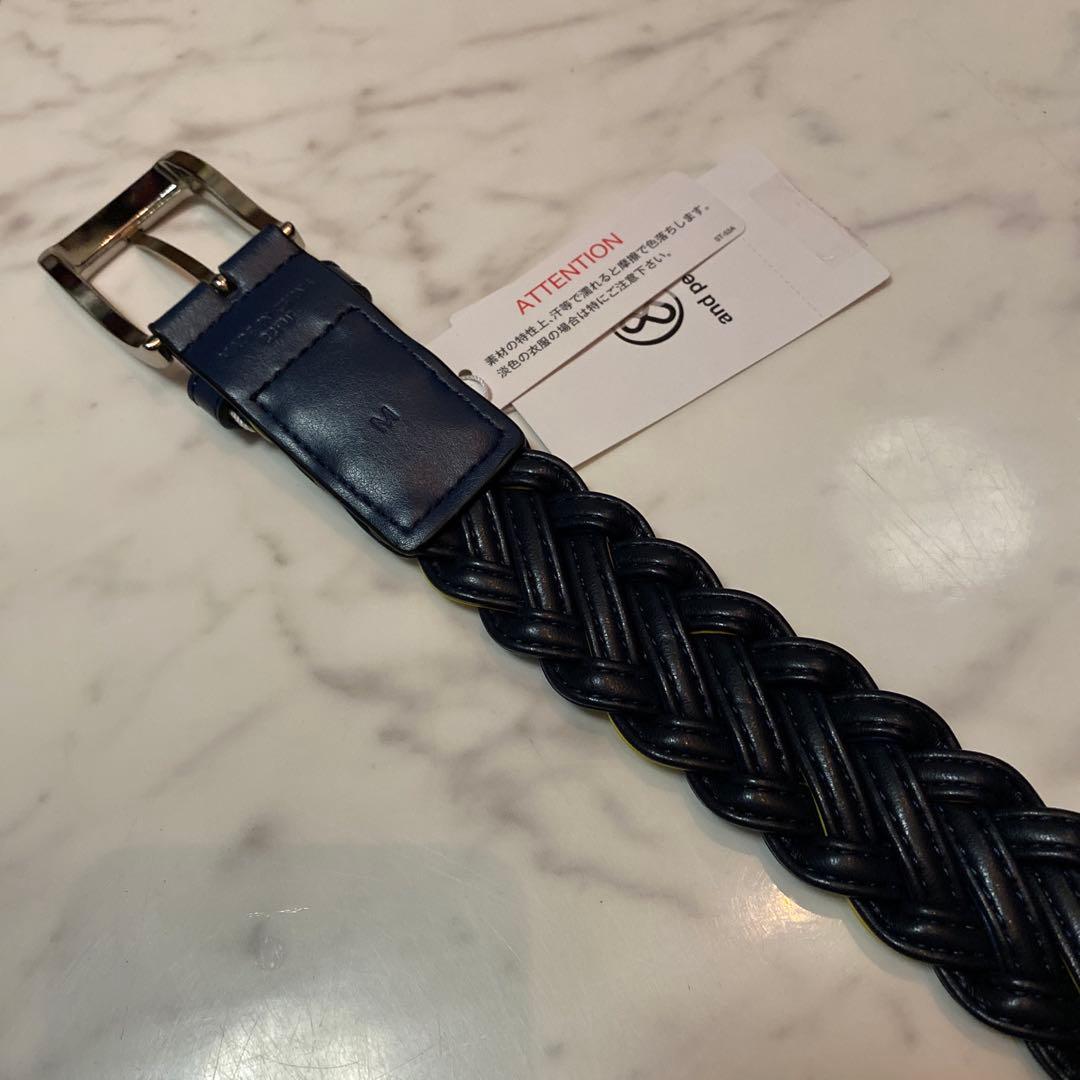 新品タグ付き　アンパスィ　ゴルフ　ベルト　メンズ　メッシュベルト　編み込み