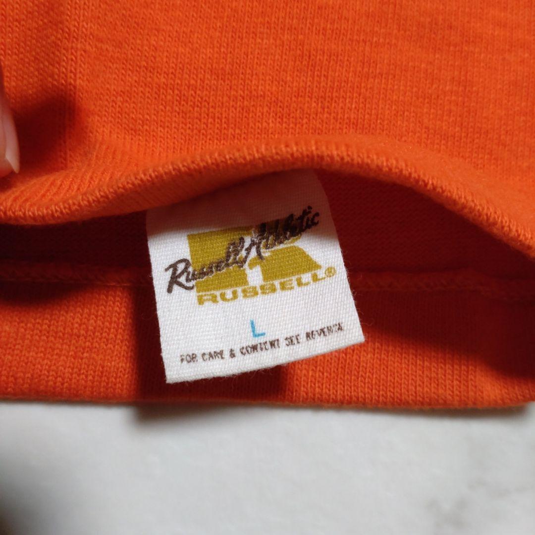 Russell Athletic 金タグ フットボールTシャツ オレンジ