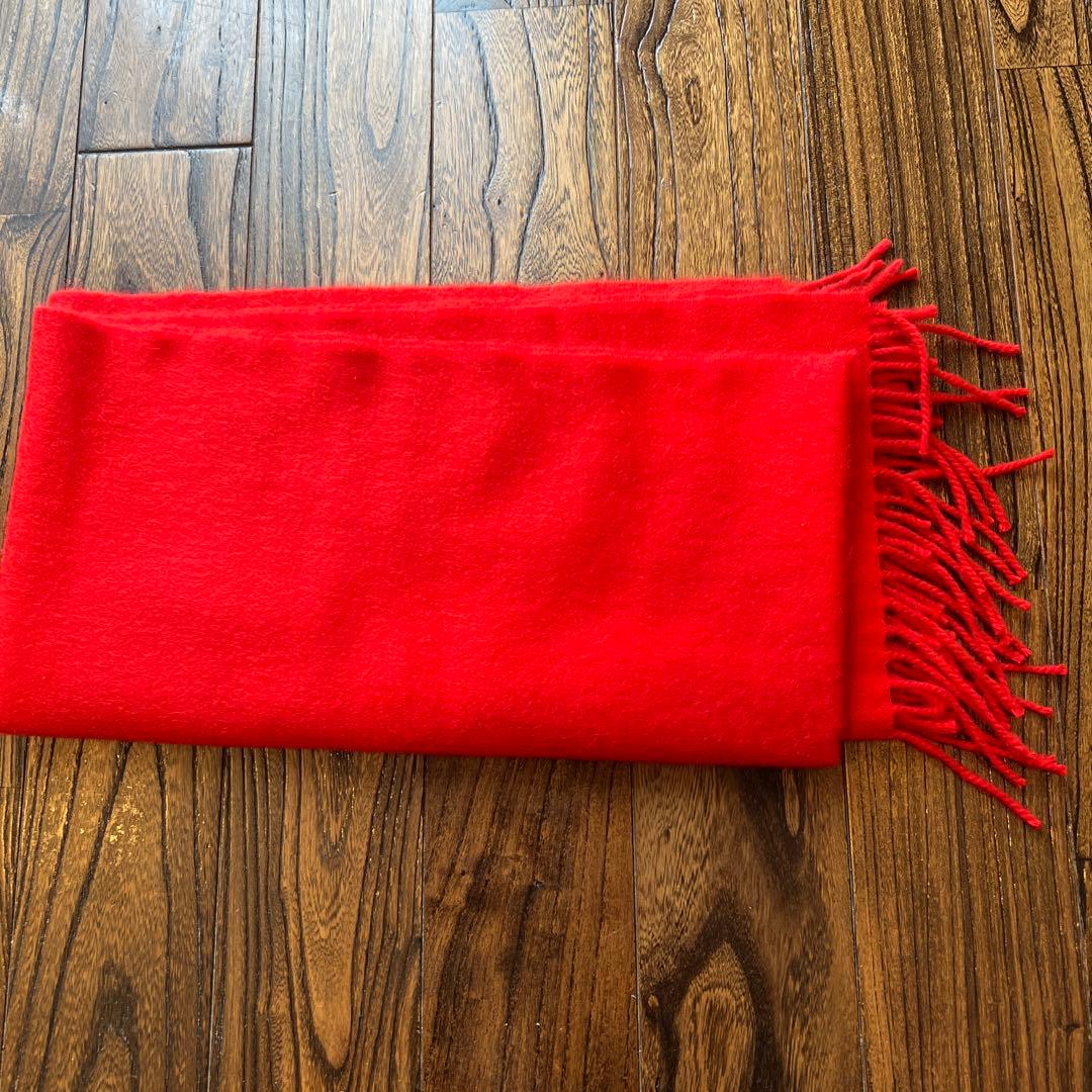 【極美品】HERMÈS エルメス　カシミヤ100% マフラー 赤　レッド