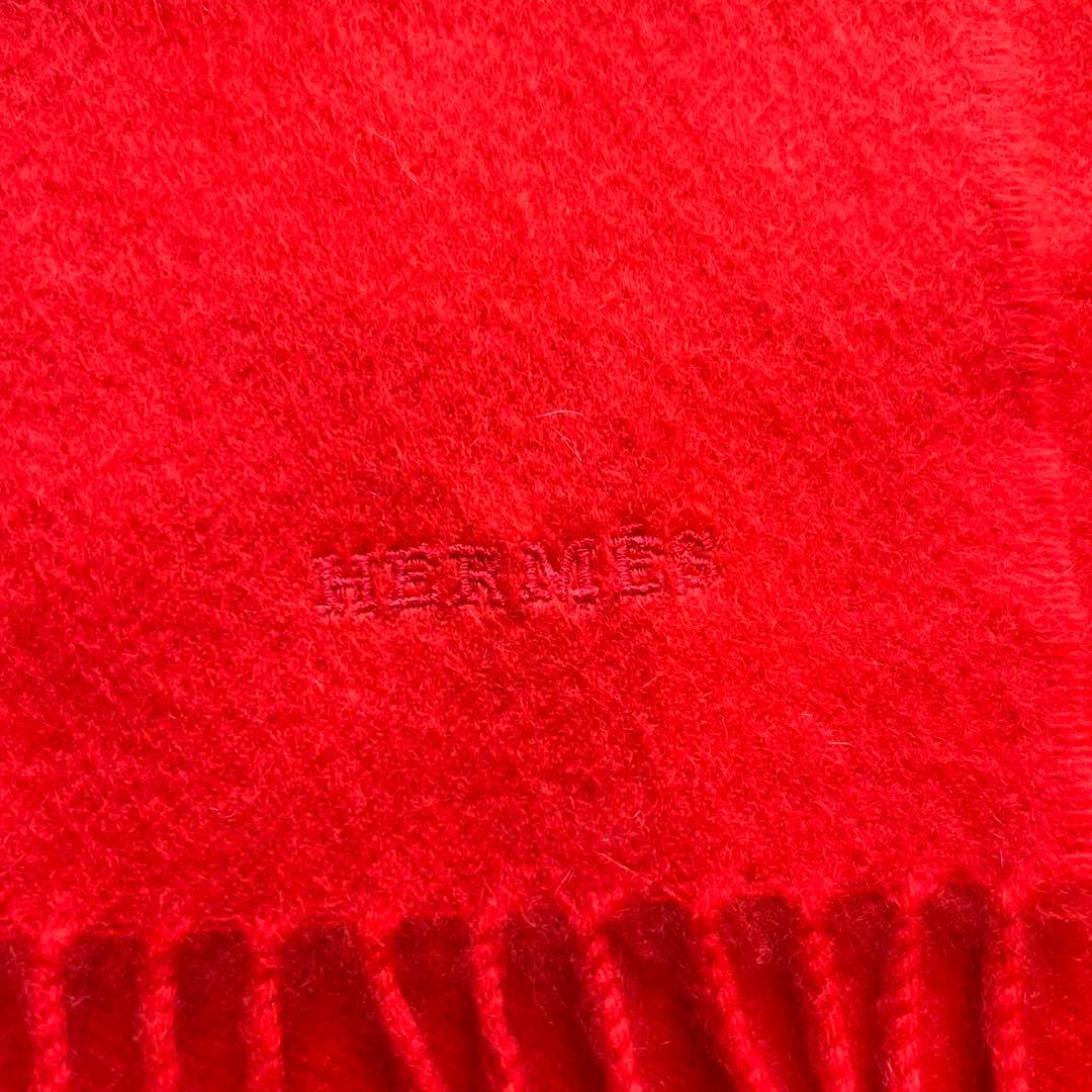 【極美品】HERMÈS エルメス　カシミヤ100% マフラー 赤　レッド