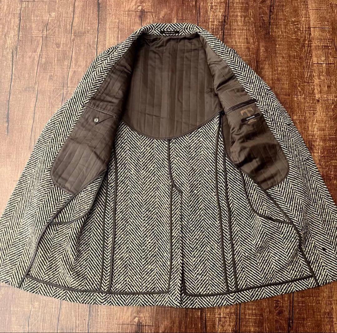 <美品>TAGLIATORE ヘリンボーン チェスターコート サイズ48