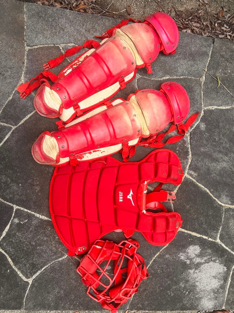 キャッチャー用プロテクターセット レッド　大人用