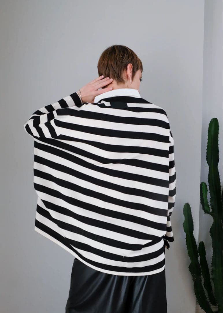 【美品 日本製】COGTHEBIGSMOKE 長袖ポロシャツ 白黒 ボーダー