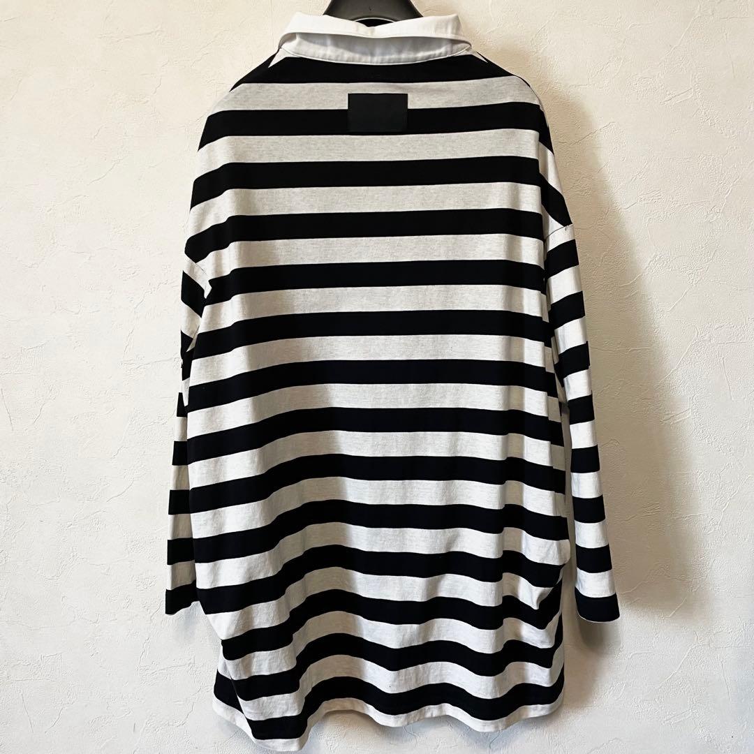 【美品 日本製】COGTHEBIGSMOKE 長袖ポロシャツ 白黒 ボーダー