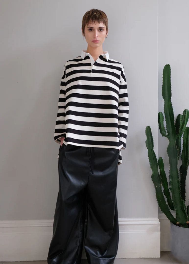 【美品 日本製】COGTHEBIGSMOKE 長袖ポロシャツ 白黒 ボーダー