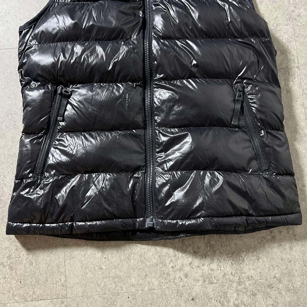 GAP ギャップ ダウンベスト フード ファー 黒 光沢 Y2K 平成ギャル