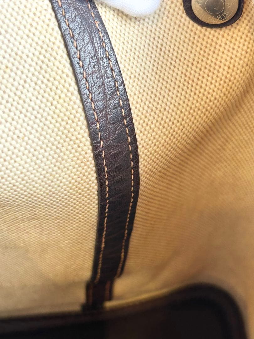 HERMES エルメス　ガーデンパーティPM キャンバストート　T刻印