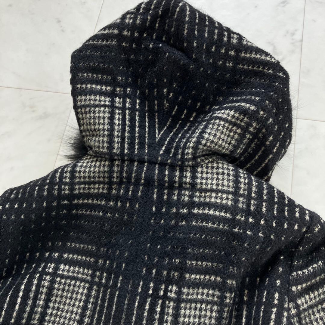 美品 シビラ ポンチョ ショートコート ウールアンゴラ ブルーフォックスファーM