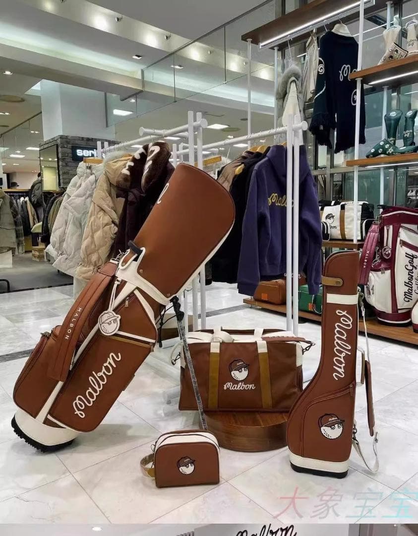 Malbon ゴルフバッグ立式スタンド式 ピンストライプ調 ロゴデザイン即購入可