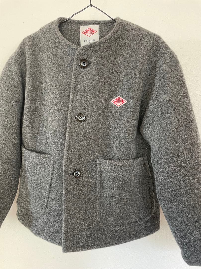 しょこら様　DANTON ウールライトパイルノーカラージャケット