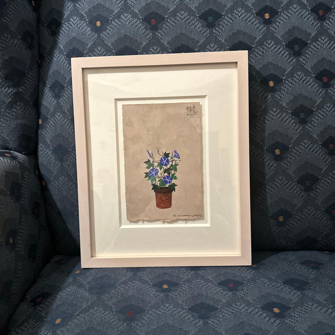 マツモトヨーコ　ドローイング　絵画　朝顔　ハガキサイズ