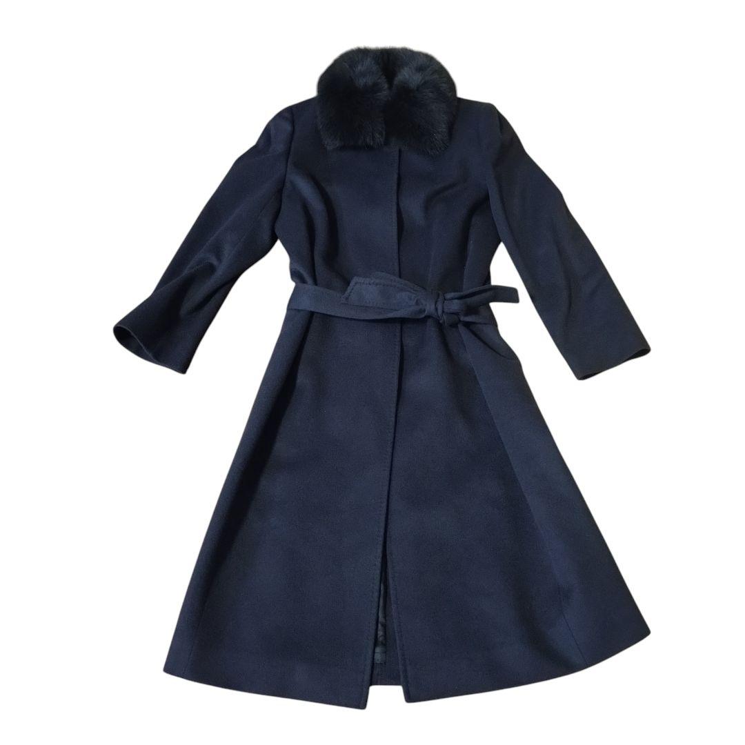 【カシミヤ100% ブルーフォックス】 I'hiver ロングコート ベルト付き