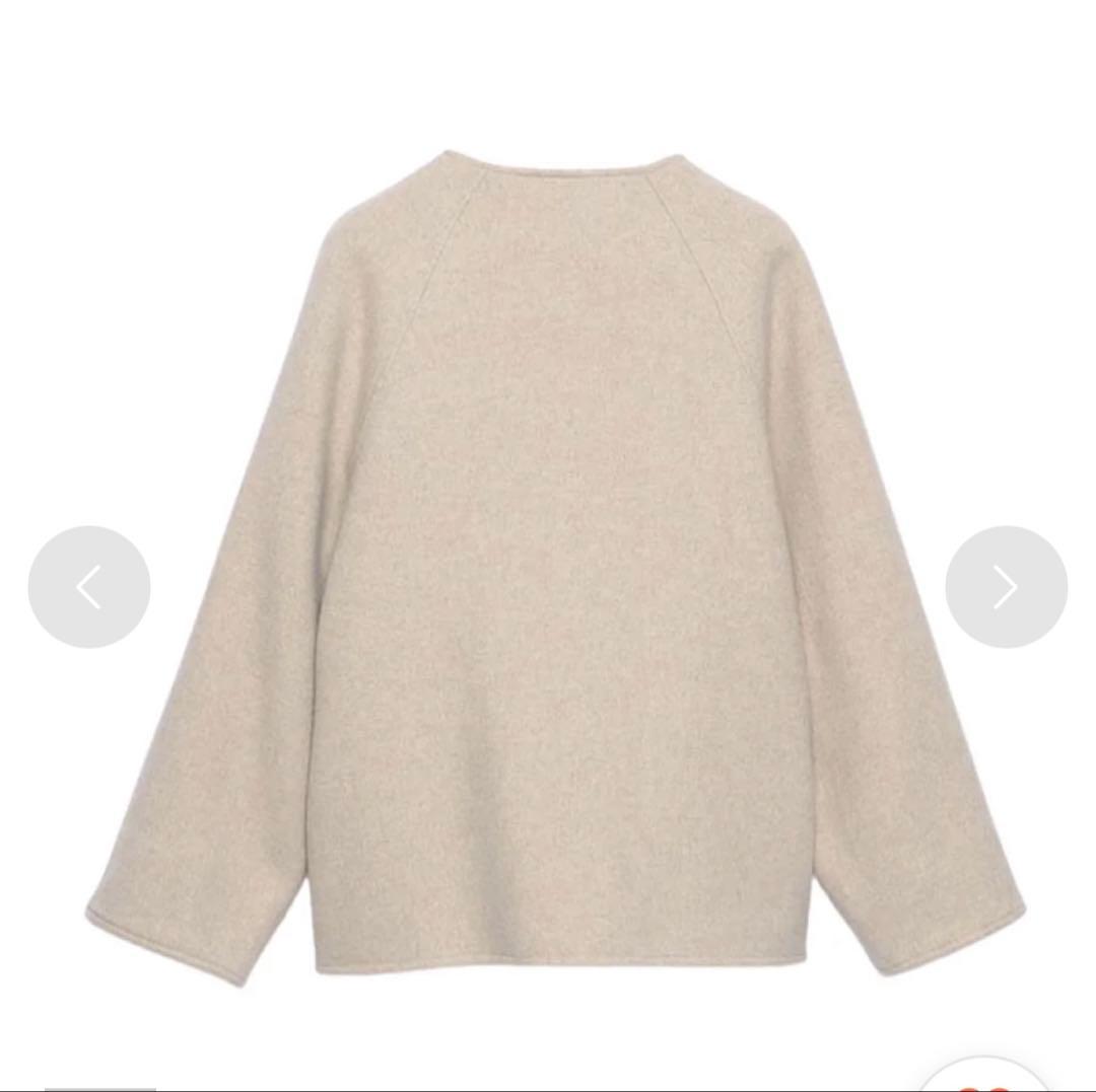 anuans ノーカラーリバーショートコート　ベージュ　アニュアンス