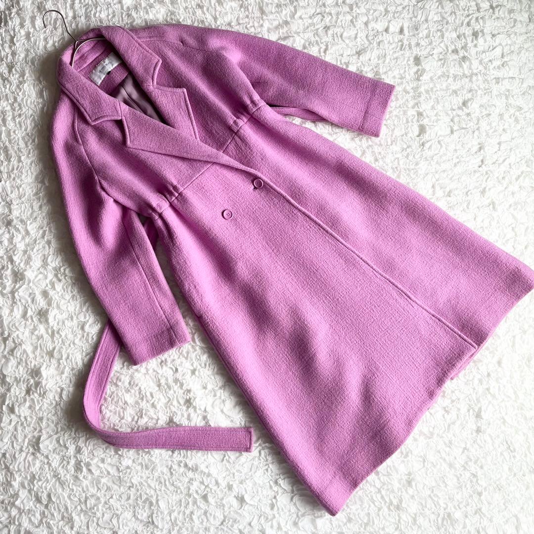 ルシェルブルー　ビッグカラーコート　ベルテッド