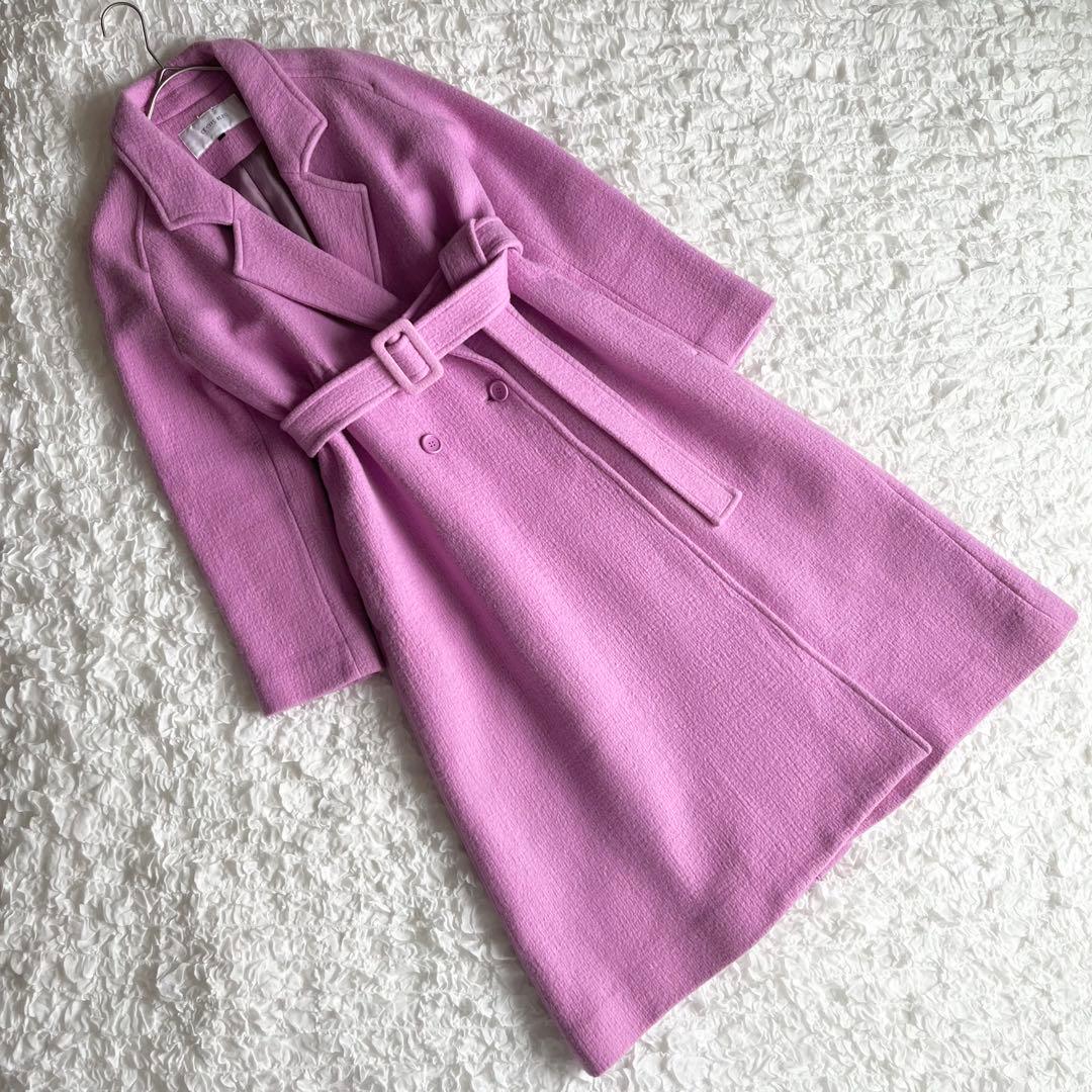 ルシェルブルー　ビッグカラーコート　ベルテッド