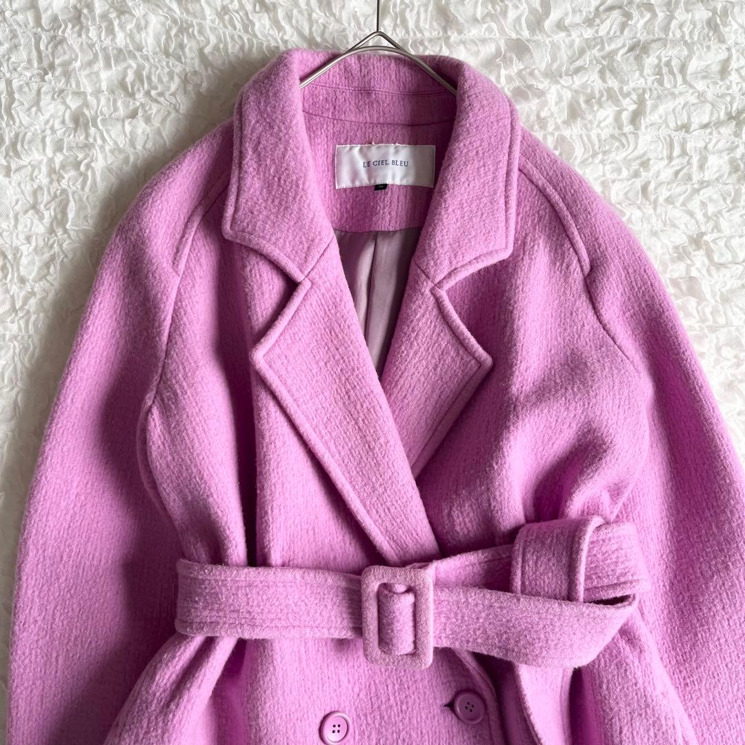 ルシェルブルー　ビッグカラーコート　ベルテッド