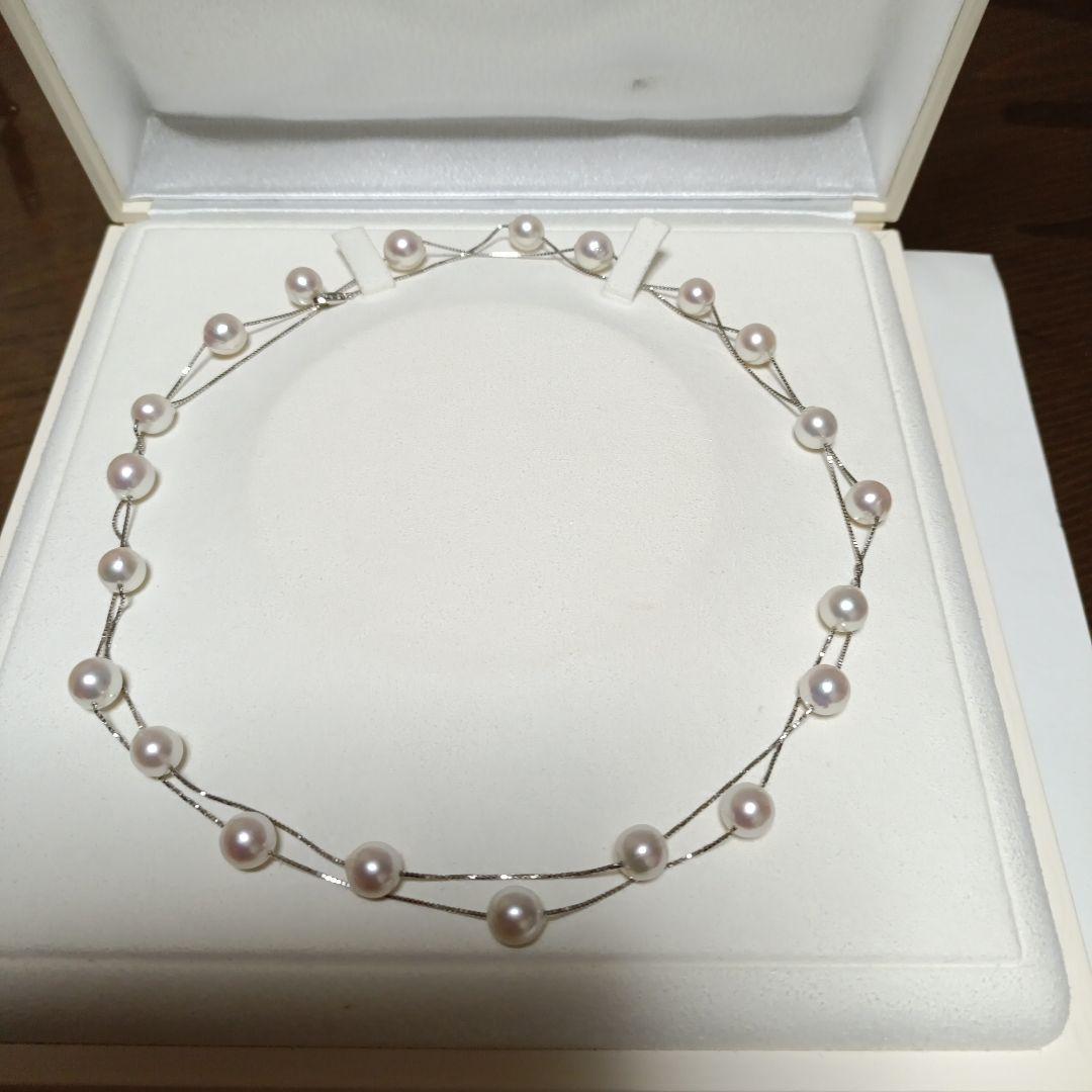「超美品」TASAKIアコヤ大粒パールステーションネックレス95cmWGK18