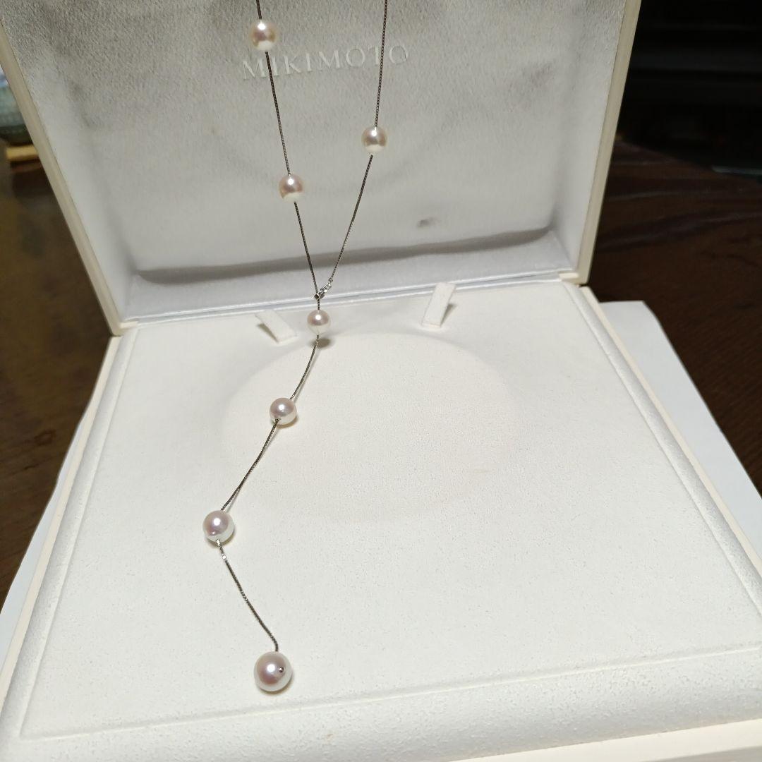 「超美品」TASAKIアコヤ大粒パールステーションネックレス95cmWGK18