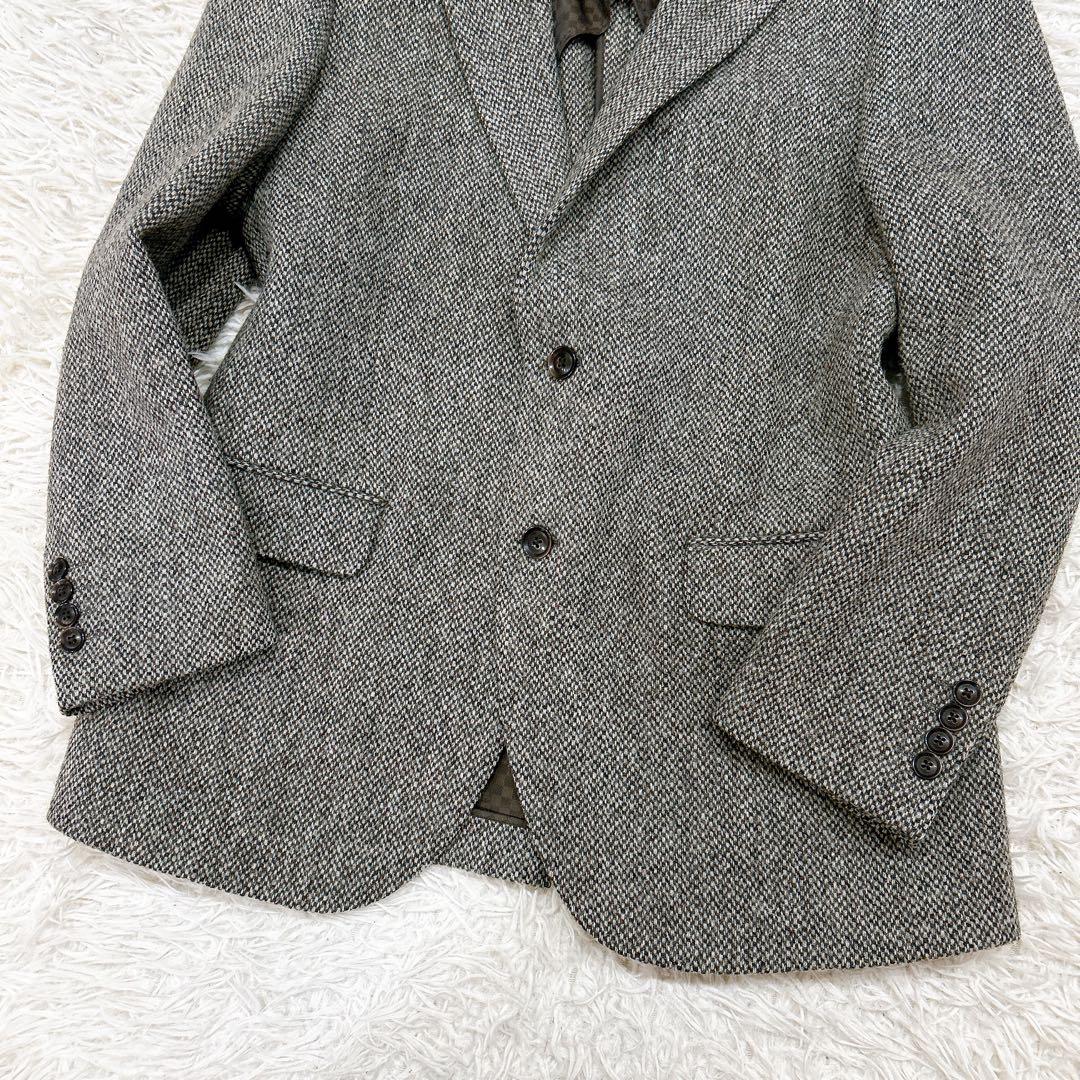 美品 ハリスツイード リスペクト テーラードジャケット ツイード 2B グレー