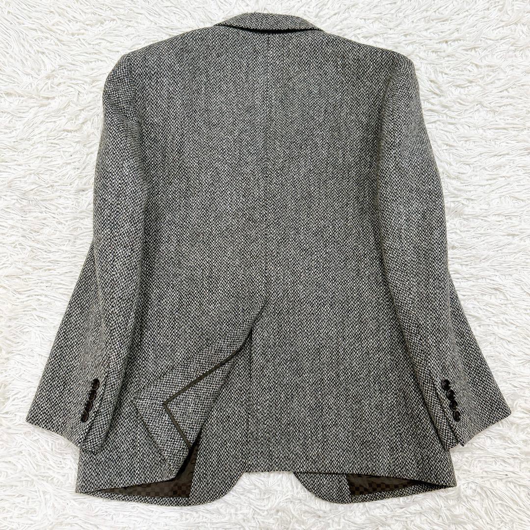 美品 ハリスツイード リスペクト テーラードジャケット ツイード 2B グレー