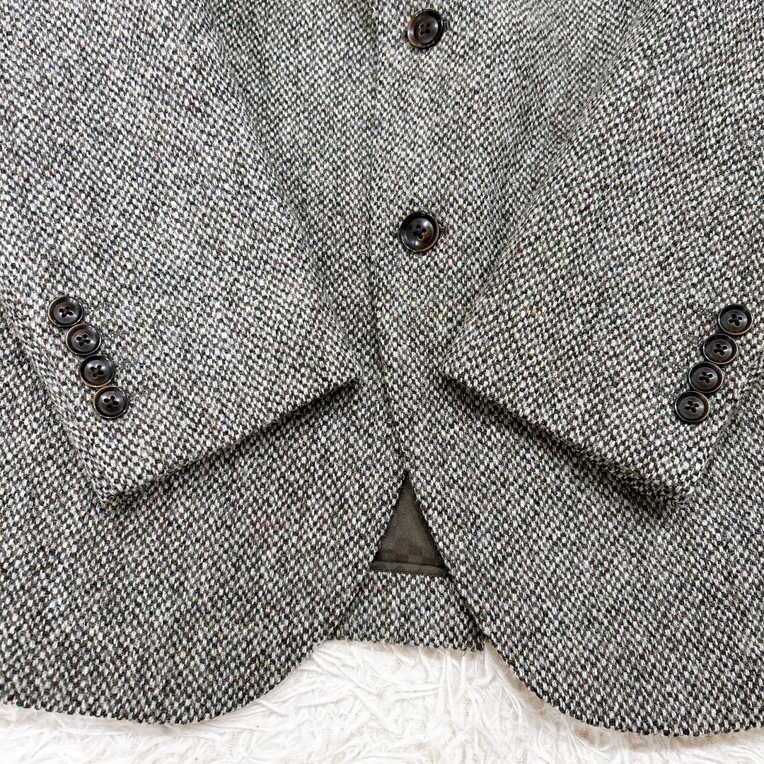 美品 ハリスツイード リスペクト テーラードジャケット ツイード 2B グレー