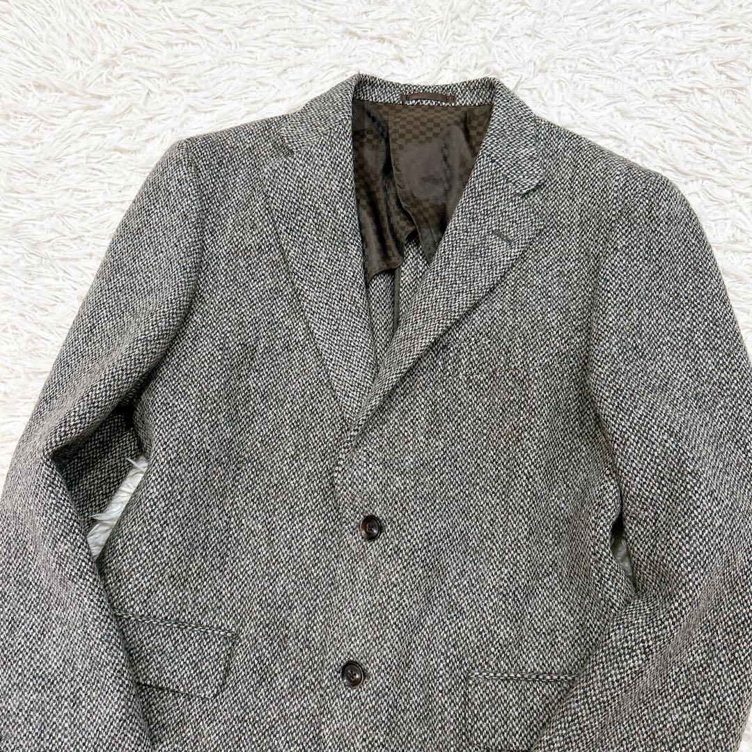 美品 ハリスツイード リスペクト テーラードジャケット ツイード 2B グレー