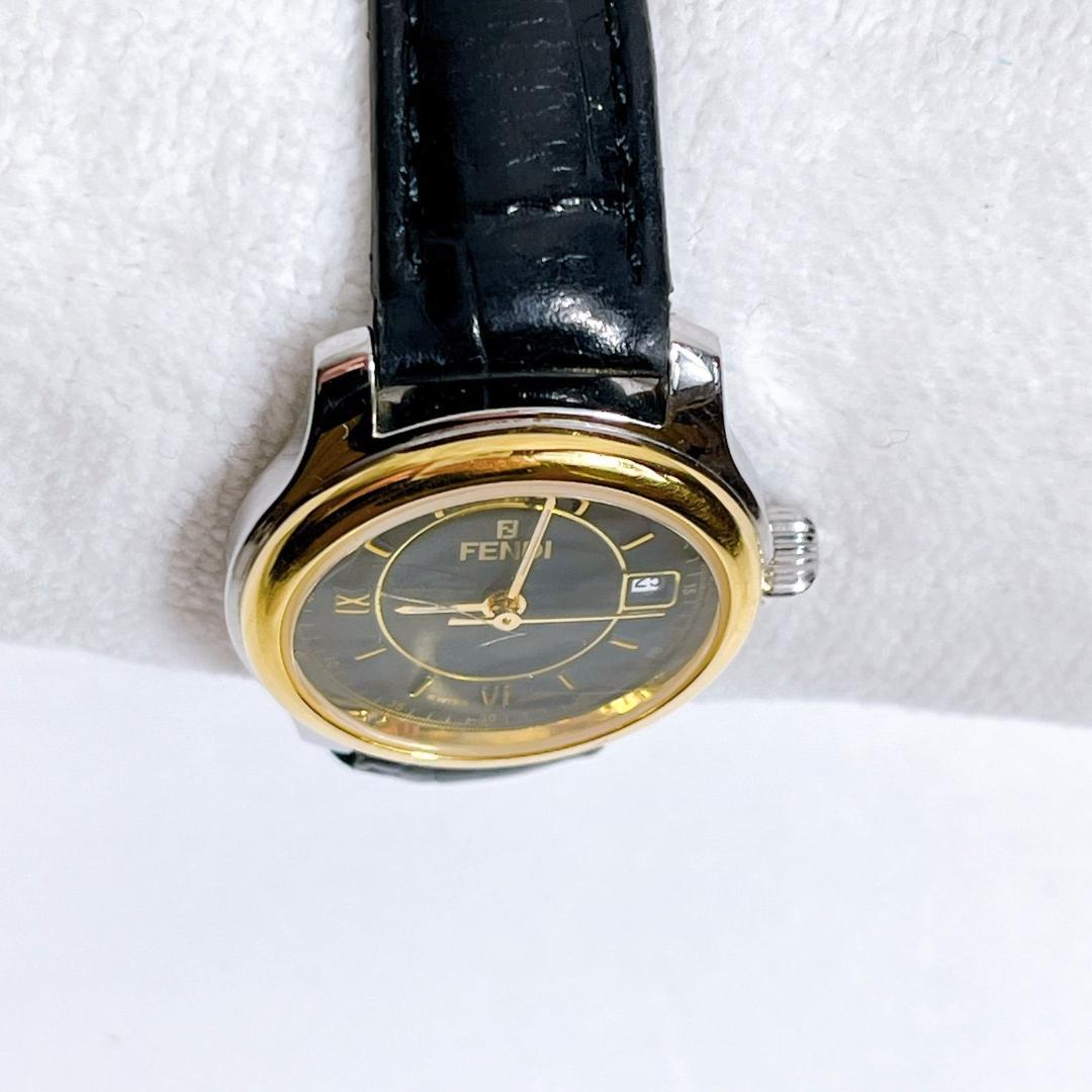 FENDI 電池交換済み　210L クォーツ デイト コンビカラー 黒文字盤