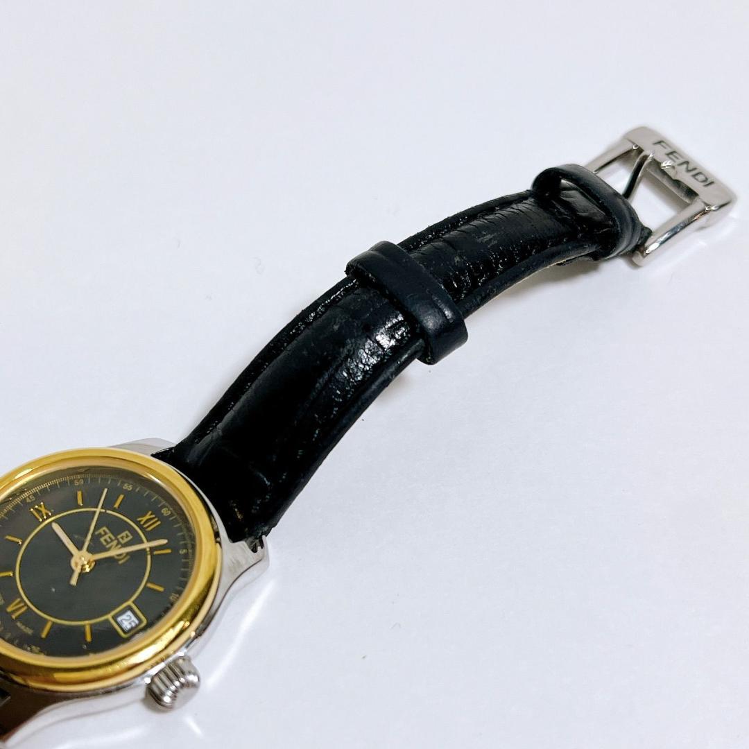 FENDI 電池交換済み　210L クォーツ デイト コンビカラー 黒文字盤