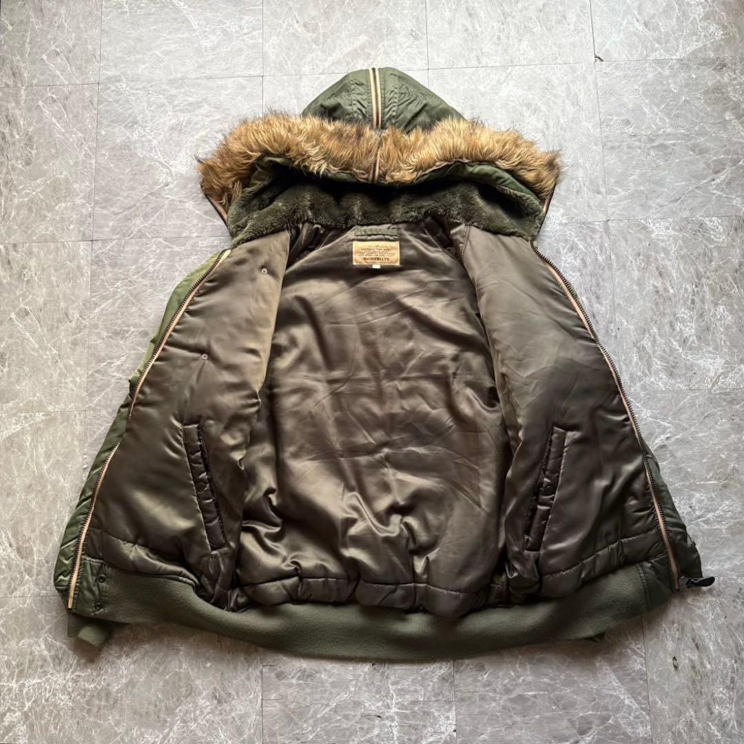 AVIREX N-2B 短丈　フライトジャケット　ビッグロゴ　ファー　y2k