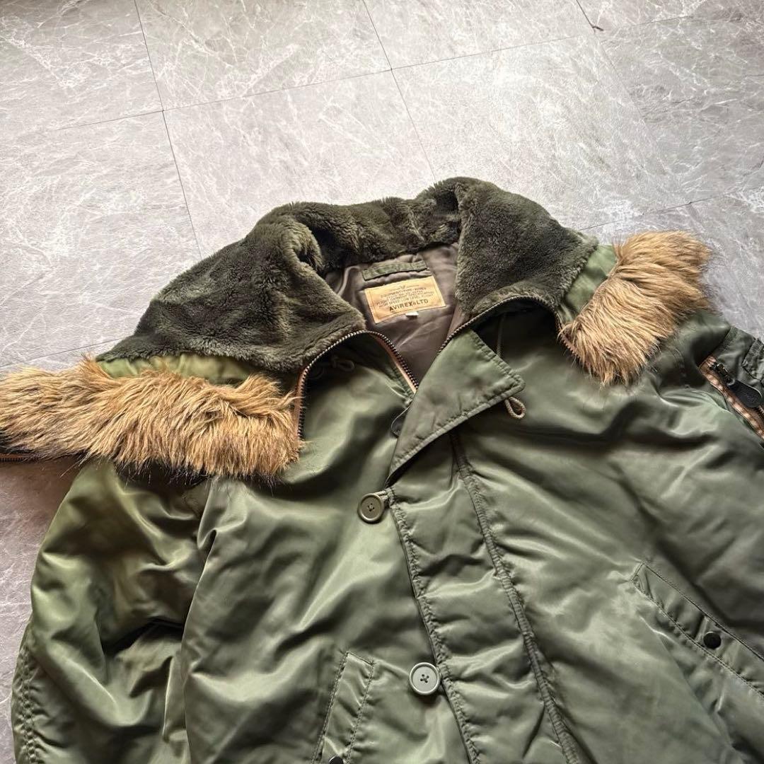 AVIREX N-2B 短丈　フライトジャケット　ビッグロゴ　ファー　y2k