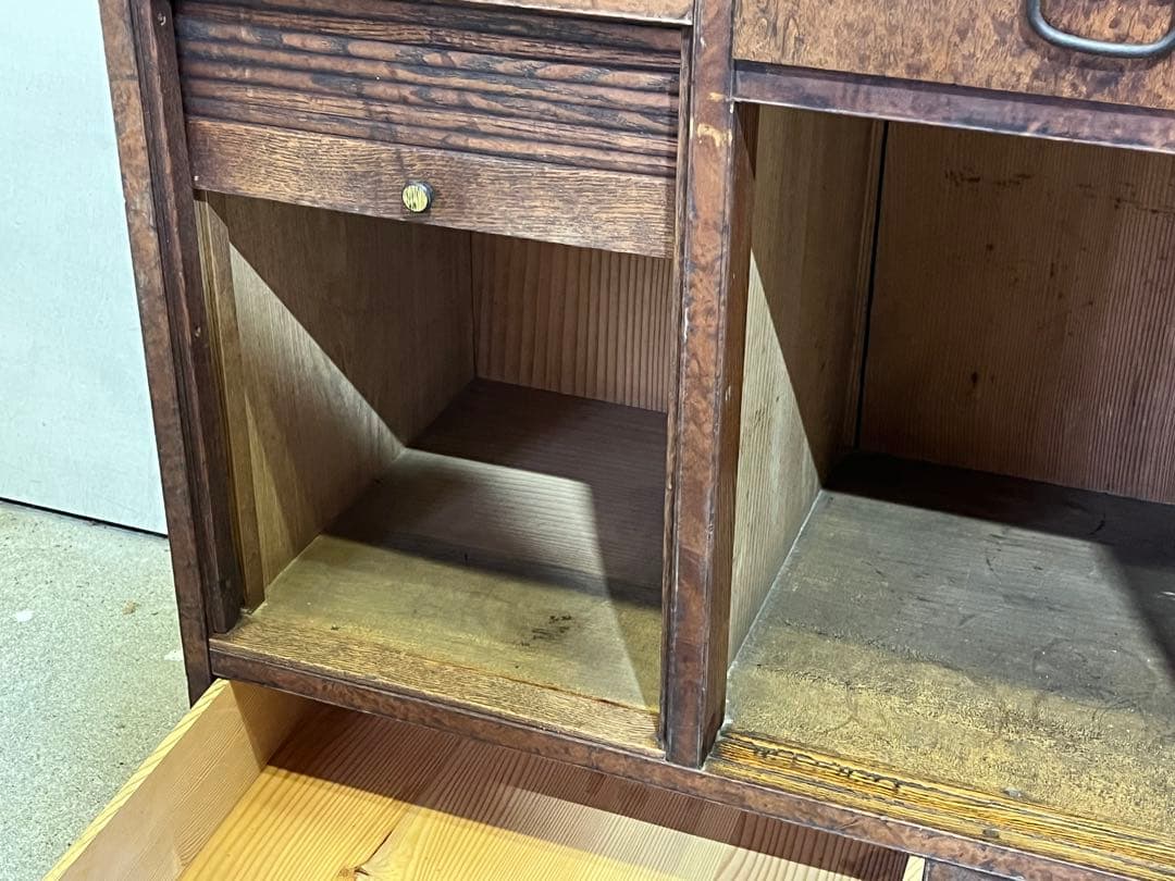 B*♪様 昭和レトロ 木製食器棚 ガラス戸付き水屋箪笥