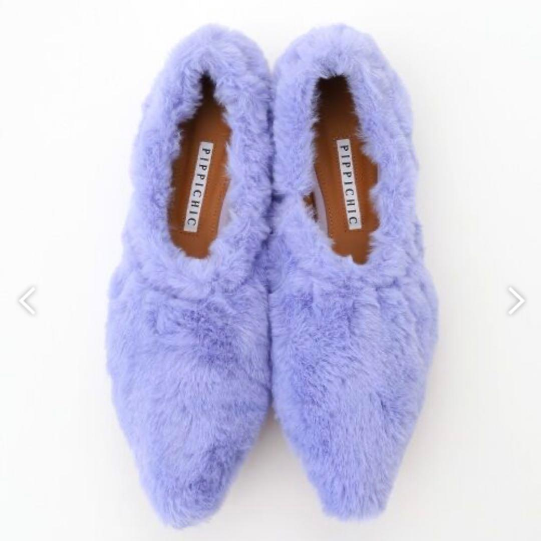 【PIPPICHIC】フラットシューズ《36》23cm ファー ラベンダー 紫
