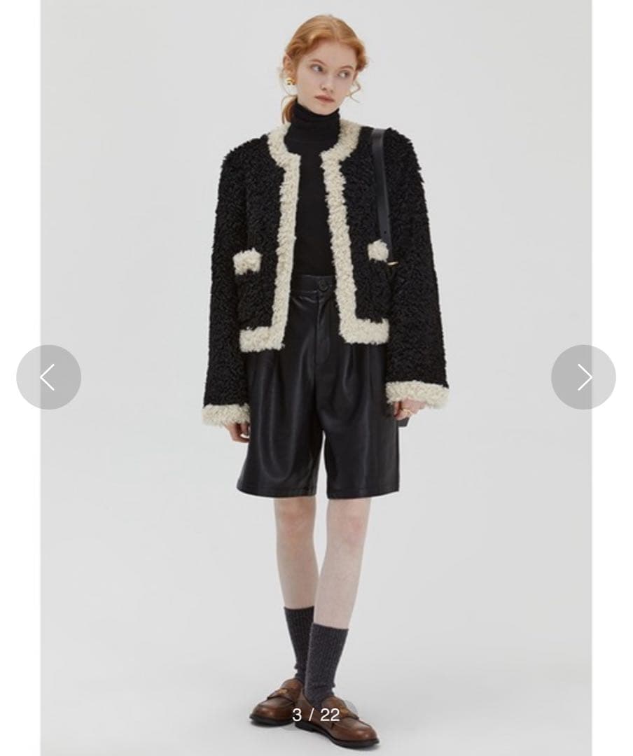 バイカラープードルファーショートジャケット