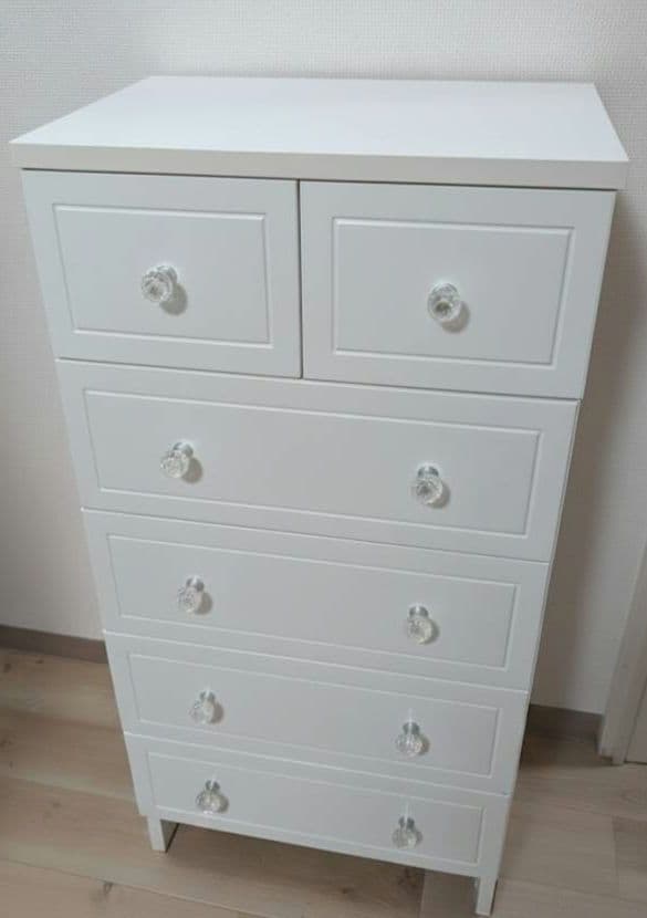 【送料無料】チェスト　タンス　クリスタル調取手　姫系　ガーリー