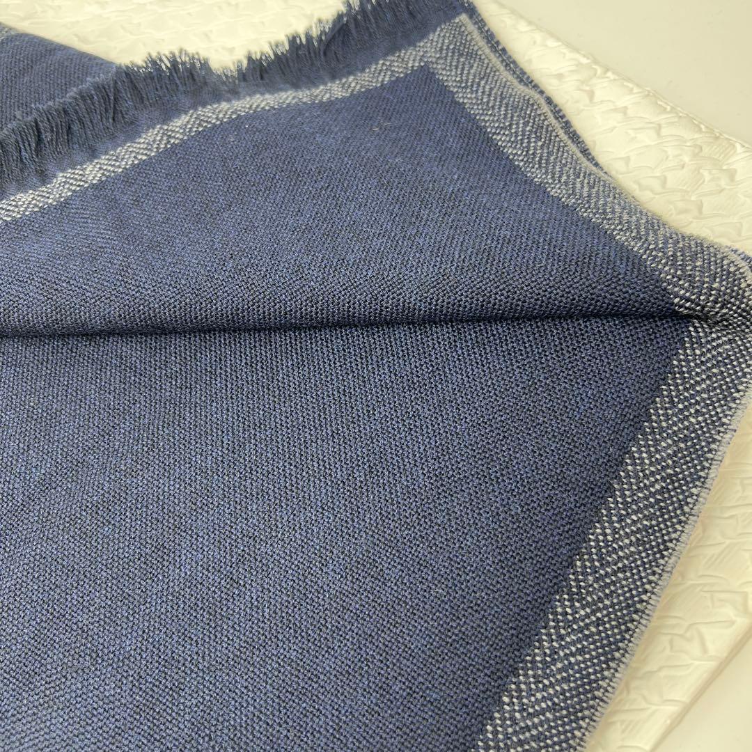 ✨未使用品✨BVLGARIブルガリ　カシミア＆ウール　マフラー　ネイビー