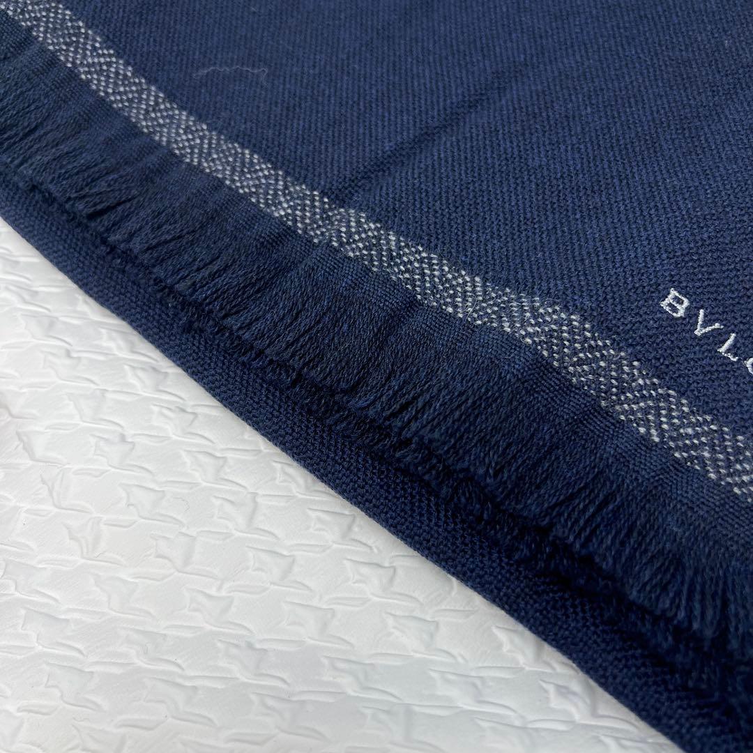 ✨未使用品✨BVLGARIブルガリ　カシミア＆ウール　マフラー　ネイビー