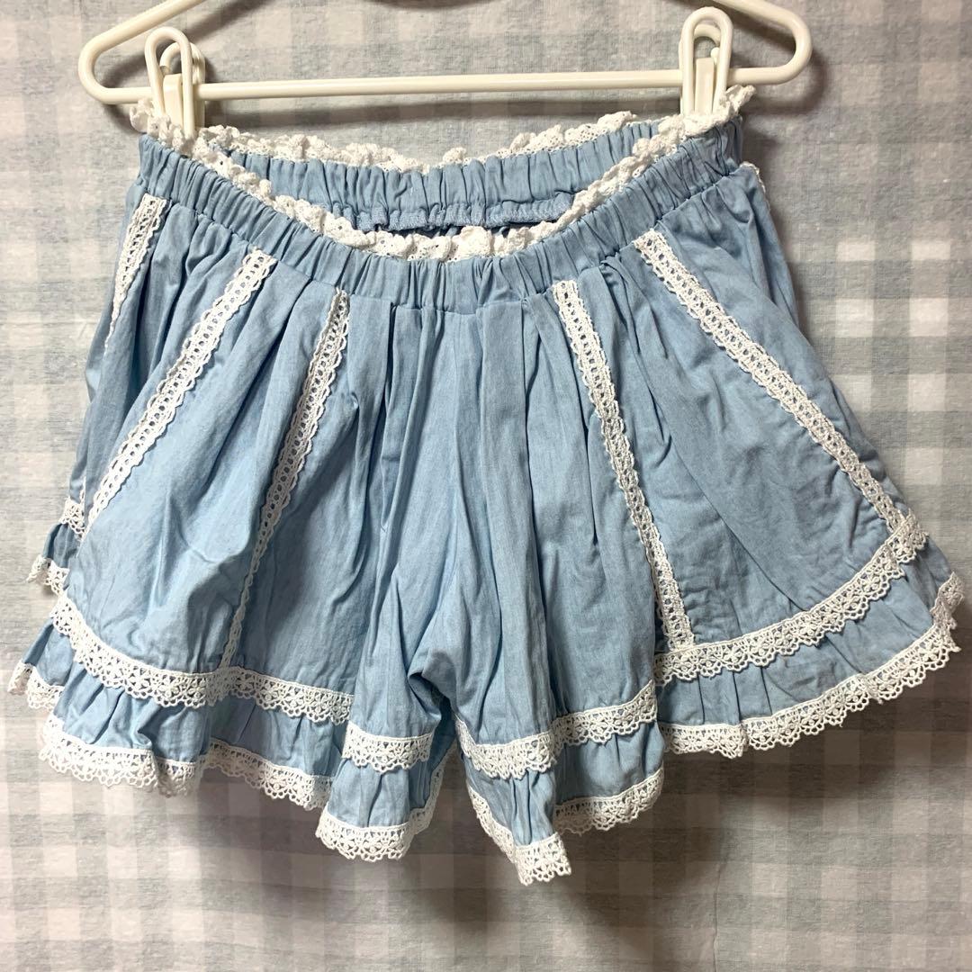LIZLISA 希少 ライトブルー フリルレース キュロット