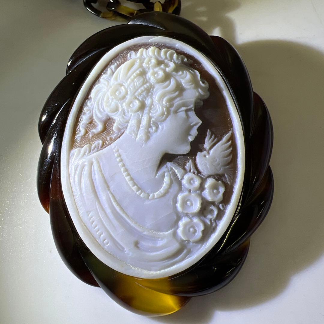 専用本鼈甲　シェルカメオチェーンネックレス　20g 東Y8-0114☆2Fトヒチ