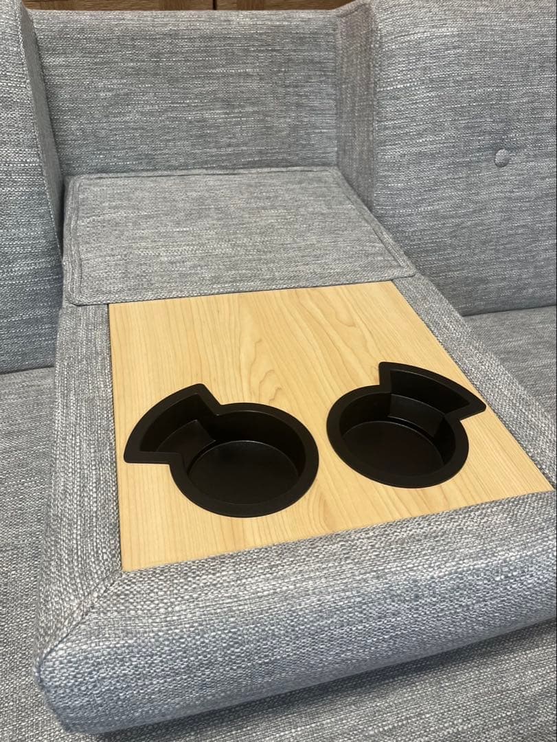 【25日まで値下げ】【メランジグレー×ナチュラル】収納付き3人掛け多機能ソファ