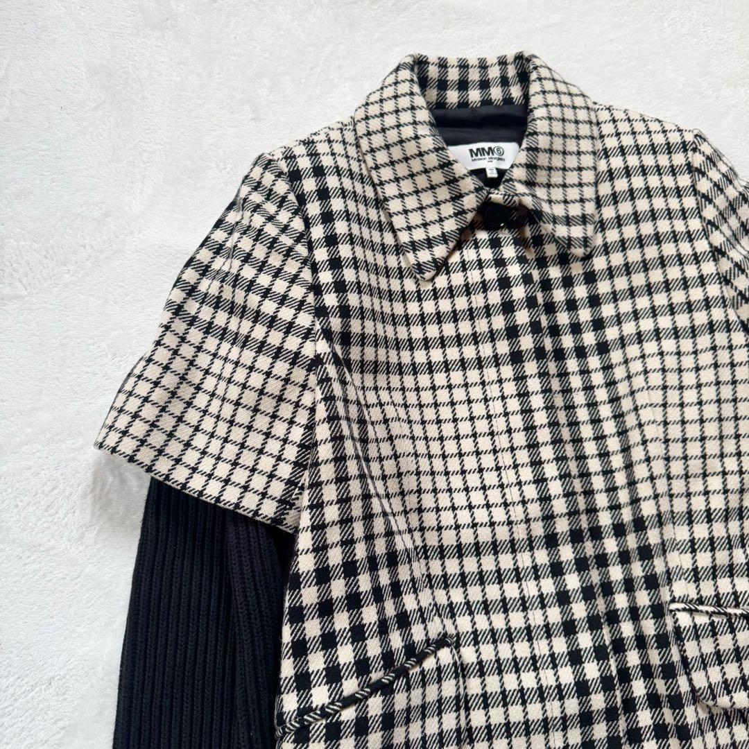 希少　MM6 Margiela チェック　ロングコート　ドッキング　マキシ丈