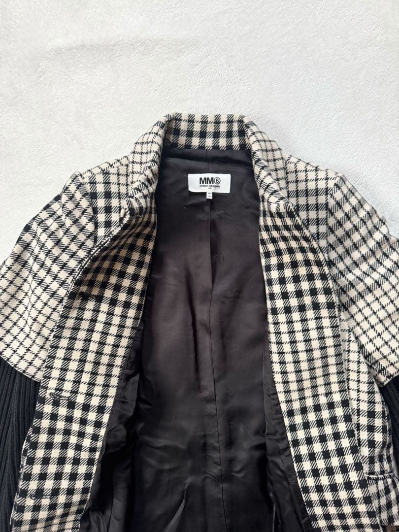 希少　MM6 Margiela チェック　ロングコート　ドッキング　マキシ丈