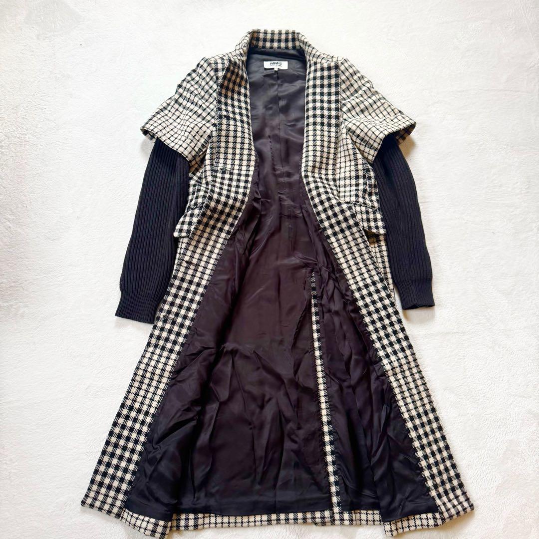 希少　MM6 Margiela チェック　ロングコート　ドッキング　マキシ丈