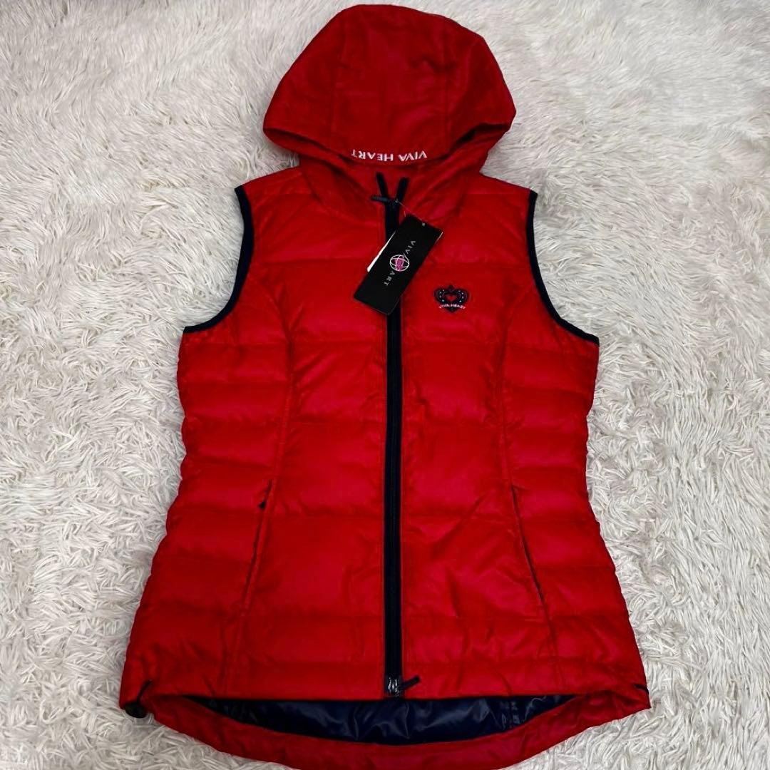 未使用タグ付き　VIVA HEART ダウンベスト　40 レッド　ゴルフ　L相当